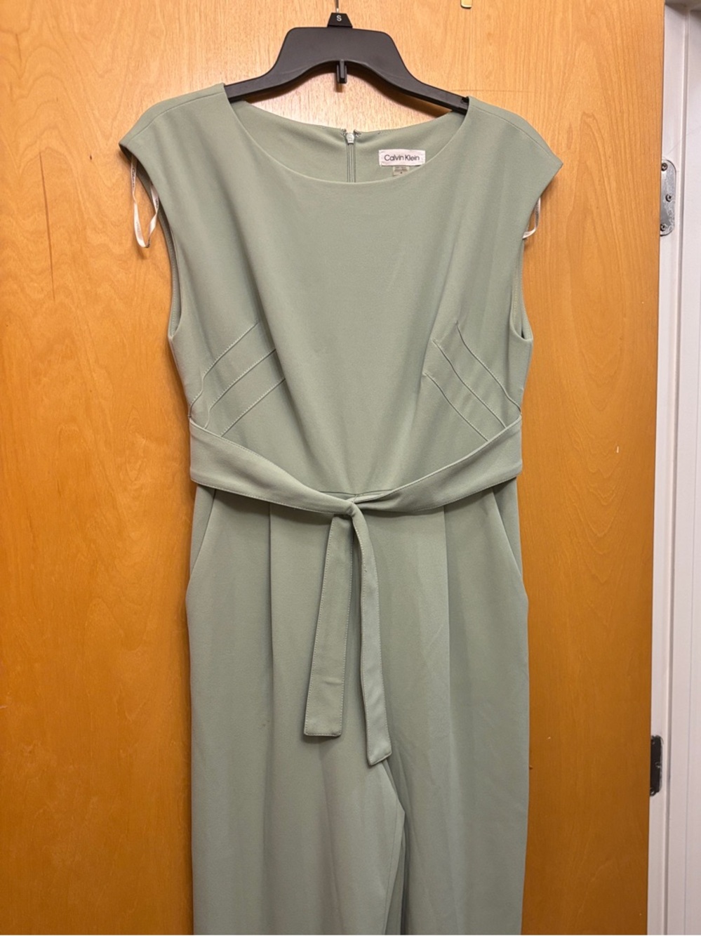 Calvin Klein Sleeveless Mint Green Belted jumpsuit